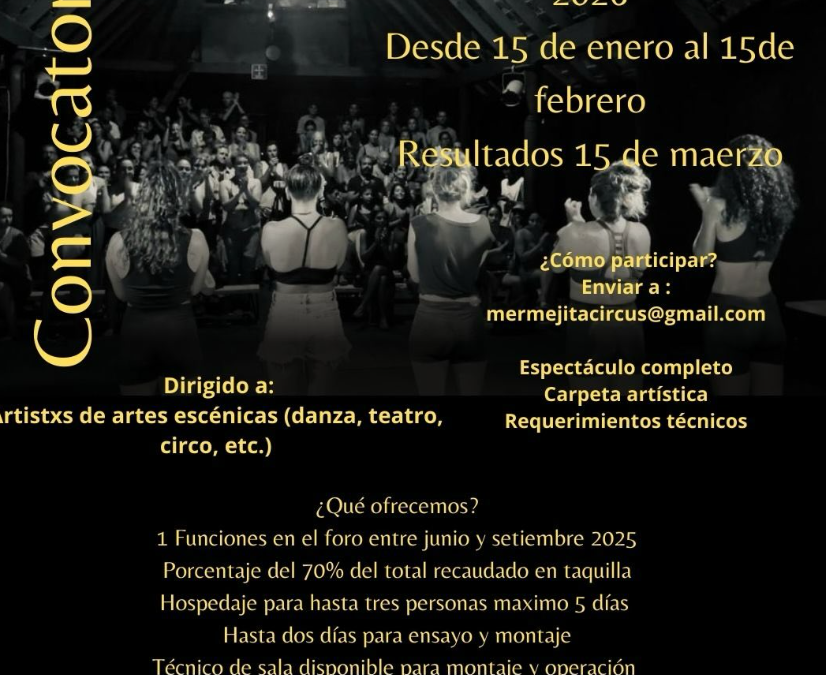 Convocatoria de Programación junio–septiembre 2026 | Mermejita Circus